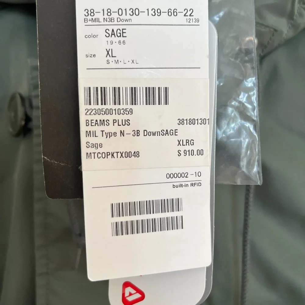 BEAMS PLUS MIL TYPE N-3B DOWN JACKET - SAGE - Picture 11 of 15